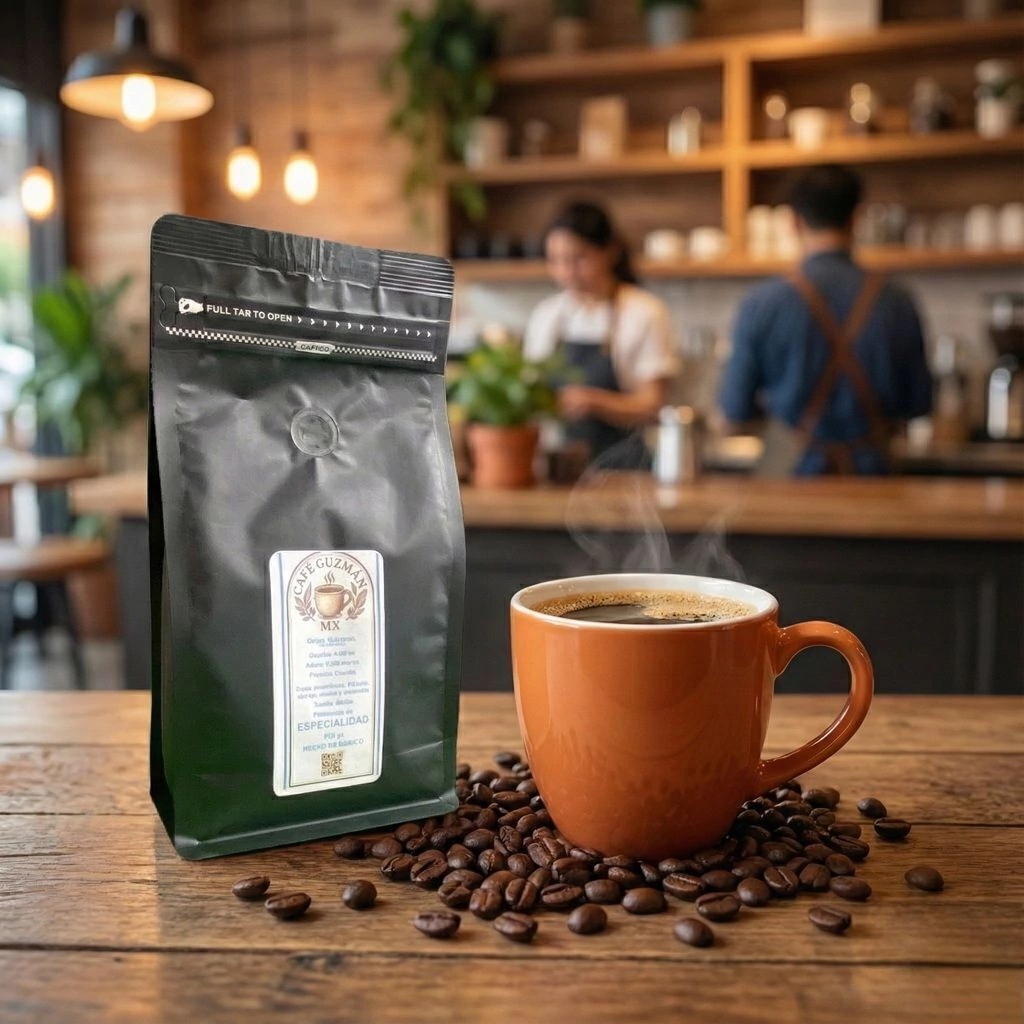 Especialidad Coatepec en grano 500 gr. con notas a cítricos, toronja cacao y caramelo.