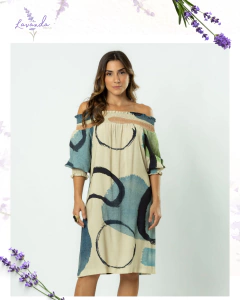 Vestido curto estampa tons