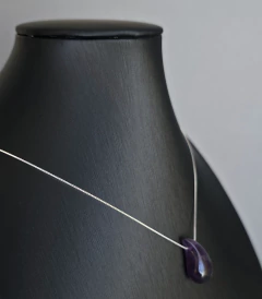 Collar Gota Amatista Natural | Plata Ley 925 | - comprar en línea