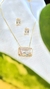 Conjunto Colar e Brinco Zircônia Retangular Detalhes Cravejados Banhado à Ouro 18k - comprar online