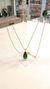 Conjunto de colar e brinco gota em zircônia verde - New Sellena Semijoias 