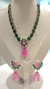 CONJUNTO GOTA CRISTAL COM ZIRCÔNIA VERDE E ROSA LUXO - comprar online