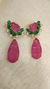 CONJUNTO GOTA CRISTAL COM ZIRCÔNIA VERDE E ROSA LUXO - loja online