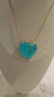 Colar Fusion Coração Natural 20mm Azul Tiffany Banhado à Ouro - comprar online