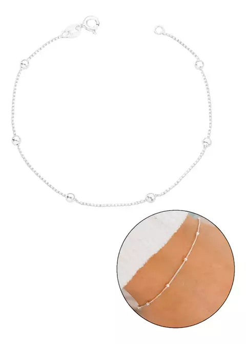 Pulseira Veneziana Bola Bolinha 2mm Prata 925