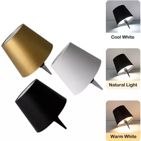 Luminária Garrafa LED Sem Fio - Controle de Toque, 3 Cores e Recarregável USB-C