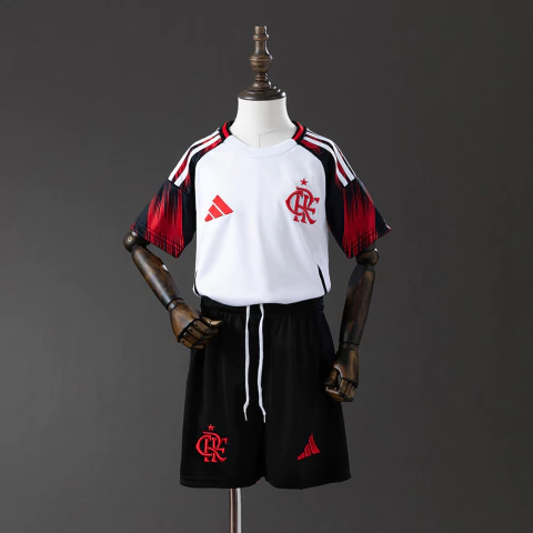 Kit Infantil Flamengo II 25/26 - Adidas - Branco e preto com detalhes em vermelho - comprar online