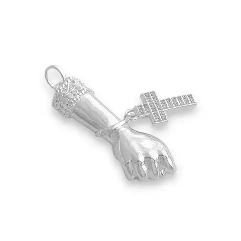 Pingente figa com cruz cravejada