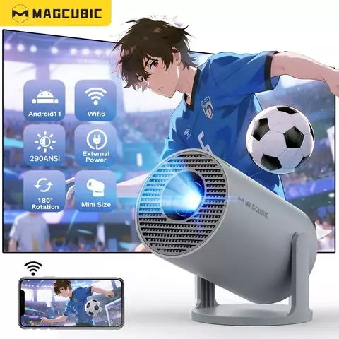 Projetor magcúbico 4k android 11 hy300 pro duplo wifi6 290ansi allwinner h713 b