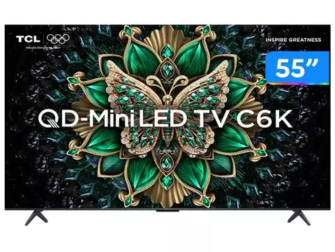Smart TV 55" TCL 4K UHD MiniLED 55C6K 120Hz Google TV AiPQ Google Assistente 4 H