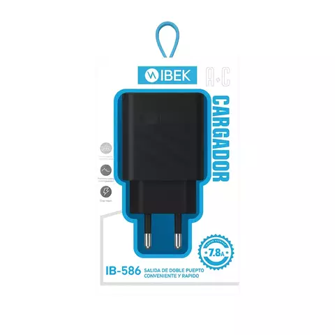 Cargador Rápido 7.8A | Pared Dual USB + Tipo C Sin Cable iBek - comprar online