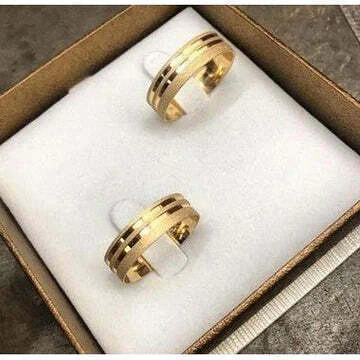 Par Alianças Acre Prata Banhada a Ouro - 6mm