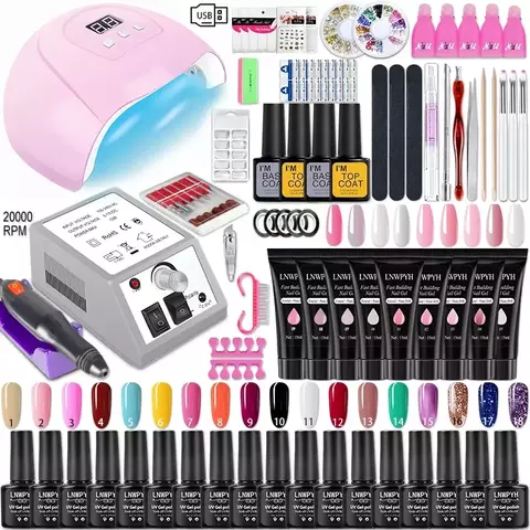 Kit de gel para unhas com led, secador de luz para unhas, máquina de broca, ext