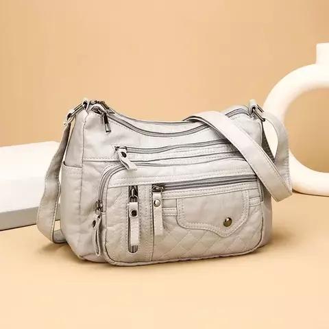 Tendência da moda quatro estações couro macio multi-compartimento multi-bolso high-end multi-camada bolsa de ombro mensageiro bolsa feminina