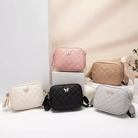 Bolsa para câmera com corrente Lingge, bolsa feminina, bolsa pequena elegante, bolsa para telefone bordada simples e simples