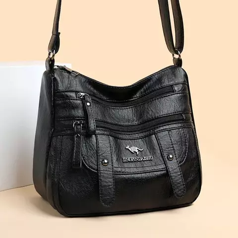 Bolsa mãe de couro macio Bolsa crossbody de ombro elegante de grande capacidade para mulheres