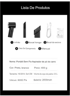 Mini Aspirador de Pó Powerclean para Casa Carro Portátil Prático Uso dia a di - Kliko