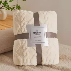 Imagem do Cobertores de flanela de lã coral para camas cor sólida primavera inverno maci