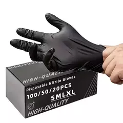 Imagem do 100/50/20 pçs luvas de nitrilo preto engrossado luvas descartáveis para limpez
