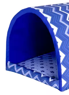 Cama Pet Para Cachorro Ou Gato Iglu Toca Zig Azul Marinho - Kliko