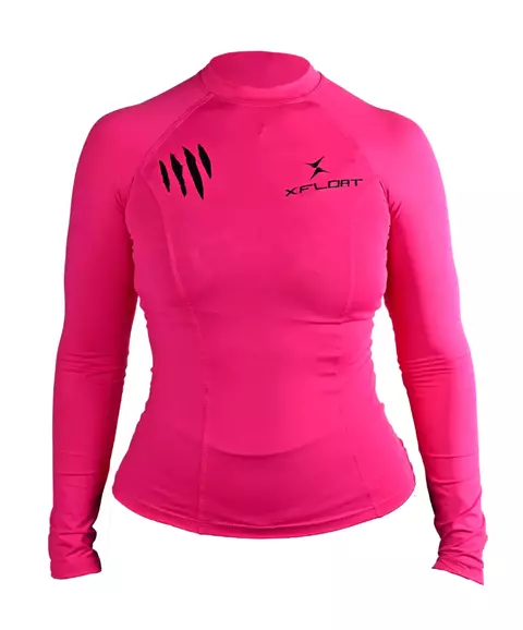 CAMISETA FEMININA ROSA DE LYCRA SLIM FIT PROTEÇÃO UV 50 - comprar online