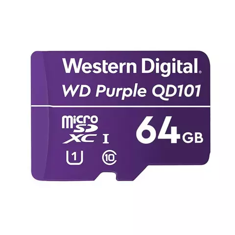 Cartão de Memória MicroSD WD Purple 64GB Classe 10 – Ideal para Câmeras de Segurança e Veiculares