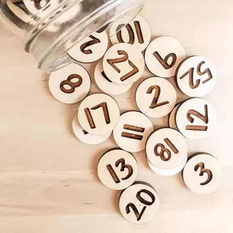 Fichas de Números de 00 à 99 em MDF 3mm 3 x 3 cm