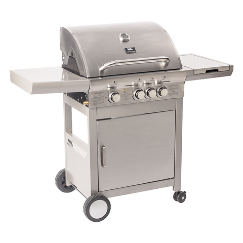 Churrasqueira Inox a Gás de Carrinho 3 Queimadores