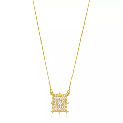 Colar Cristal Coração/ Banho Ouro 18k - comprar online