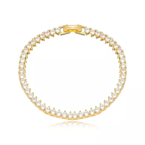 Pulseira Riviera Cristal 3mm e 3 pontos/ Banho Ouro 18k - comprar online