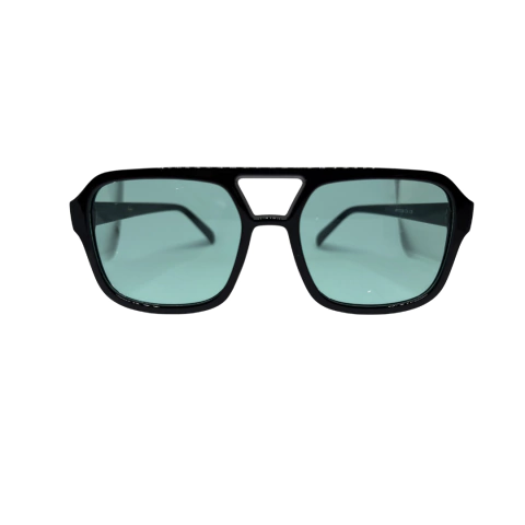 Óculos de Sol Aviador Quadrado Preto com Lente Verde