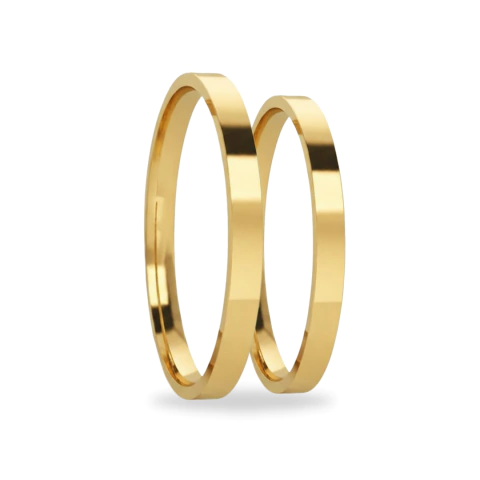 Par Alianças Aço Inox Banhadas a Ouro - 2mm Reta