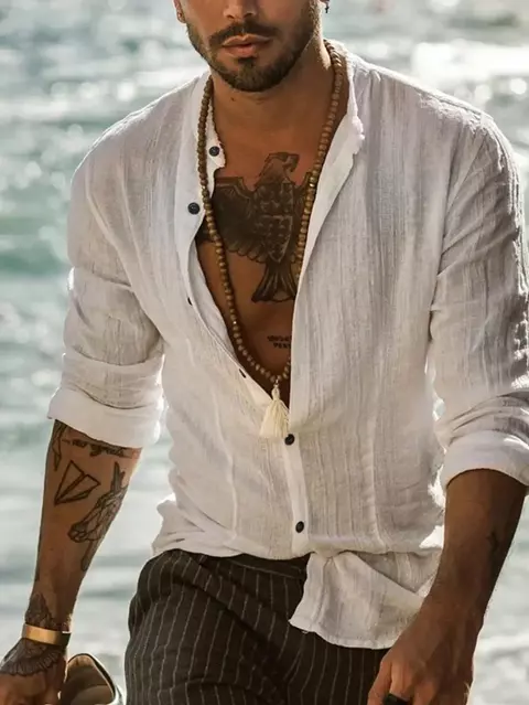 Camisa Masculina Manga Longa Casual Minimalista - comprar online