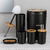 Set de Baño 6 Piezas – Estilo Minimalista en Negro y Bambú - comprar online
