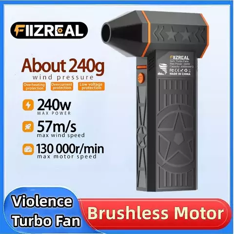 Ventilador turbo sem escova fiizreal x50, 240w, portátil de alta velocidade, 80