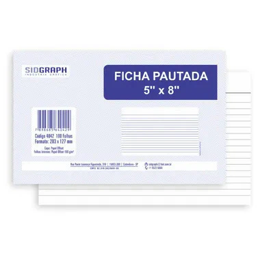 Ficha Pautada 5x8 com 100 Folhas - Sidgraph
