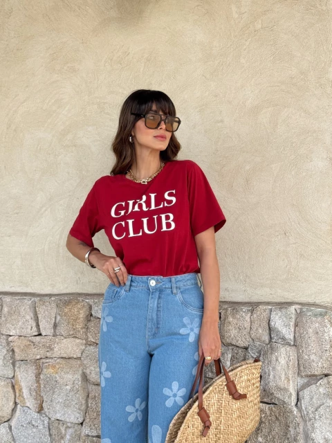 T-SHIRT ESTONADA GIRLS CLUB CEREJA - comprar online