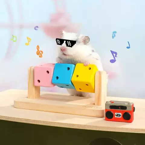 Cubo de Madeira Educativo para Papagaios e Roedores