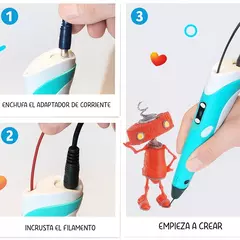 "MegaPack" Creativo 3D INCLUYE: Lapiz 3D con pantalla led + 10mts de filamento + Pizarra 3D + De regalo valija de fibrones doble punta - tecnohogar