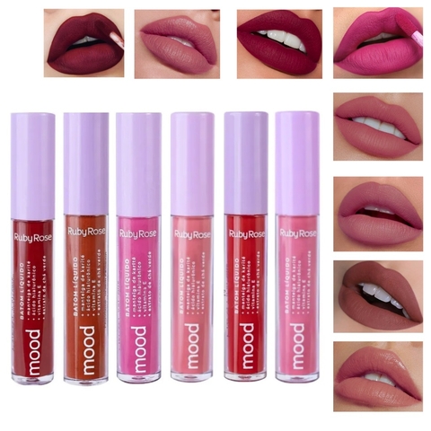 Batom Líquido Matte Mood Ruby Rose - Alta Pigmentação / Acido hialurônico / Vitamina E