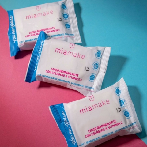 Lenço Demaquilante Vai na Bolsa com Colágeno e Vita C 4 em 1 - Hidratante, Antioxidante