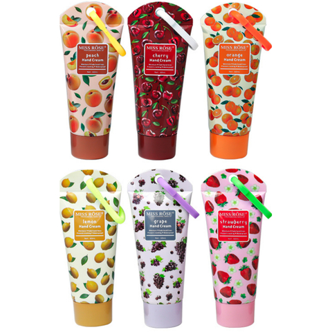 Hand Cream Creme Hidratante para as Mãos - Miss Rôse - Grape Orange Cherry Peach Strawberry Lemon