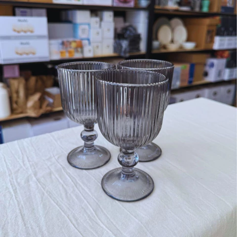 Copas rayadas gris – Set x 6