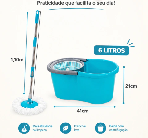 Mop 360 util - Conjunto Balde com Esfregão
