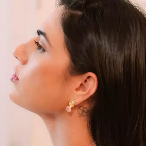 Brinco Caracol Quartzo Rosa