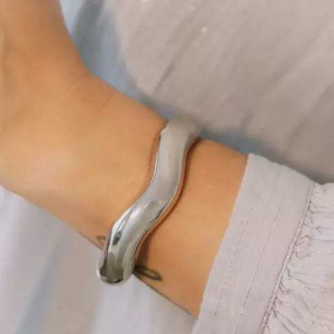 Pulseira Bracelete Contorno Livre Prata