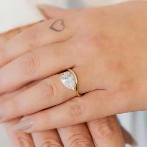 Anel Gota Pedra Banhado a Ouro 18k (Regulável)