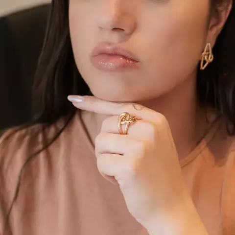 Conjunto de brinco liso banho em ouro 18k - Tamanho 16