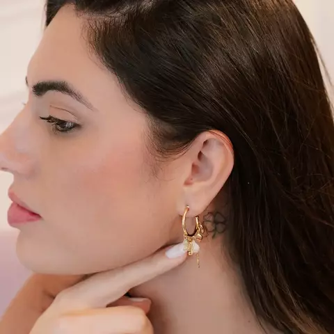 Brinco Argola Pérola e Mar Banhado a Ouro