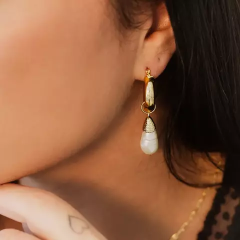 Argola Tubo Com Pérola